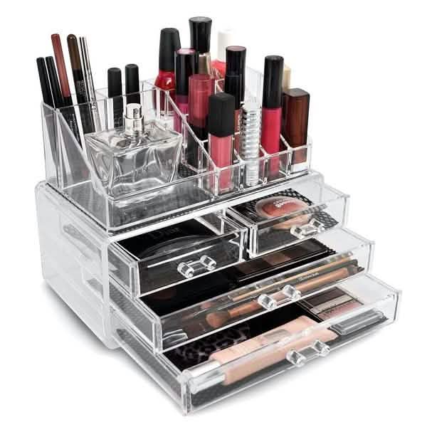 2-Pack: Acrylic Makeup Organizer Cosmetic Jewelry Display Box-2-Pack: Acrylic Makeup Organizer Cosmetic Jewelry Display Box