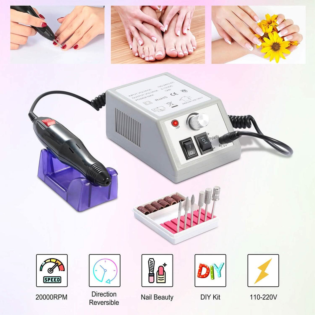 Acrylic Nail Drill Machine 20000RPM with 6 Bits Cuticle Grinder Kit-Acrylic Nail Drill Machine 20000RPM with 6 Bits Cuticle Grinder Kit