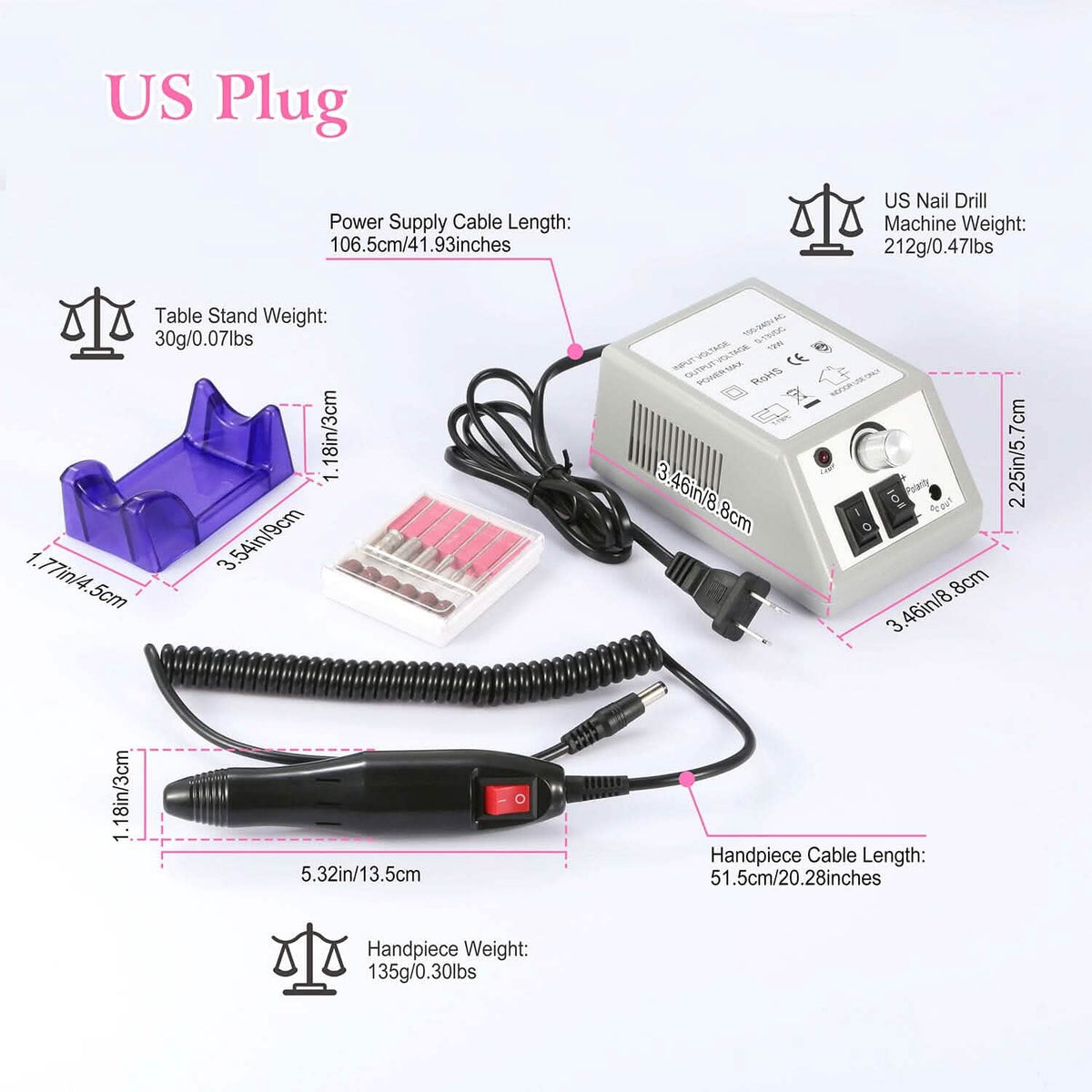 Acrylic Nail Drill Machine 20000RPM with 6 Bits Cuticle Grinder Kit-Acrylic Nail Drill Machine 20000RPM with 6 Bits Cuticle Grinder Kit