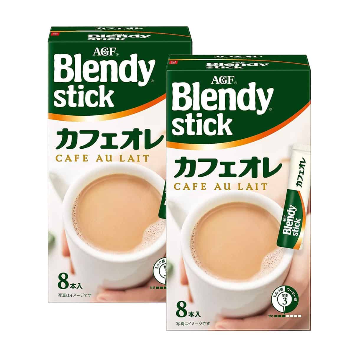 AGF Blendy Stick Cafe au Lait 8 Sticks x 2 Boxes-AGF Blendy Stick Cafe au Lait 8 Sticks x 2 Boxes