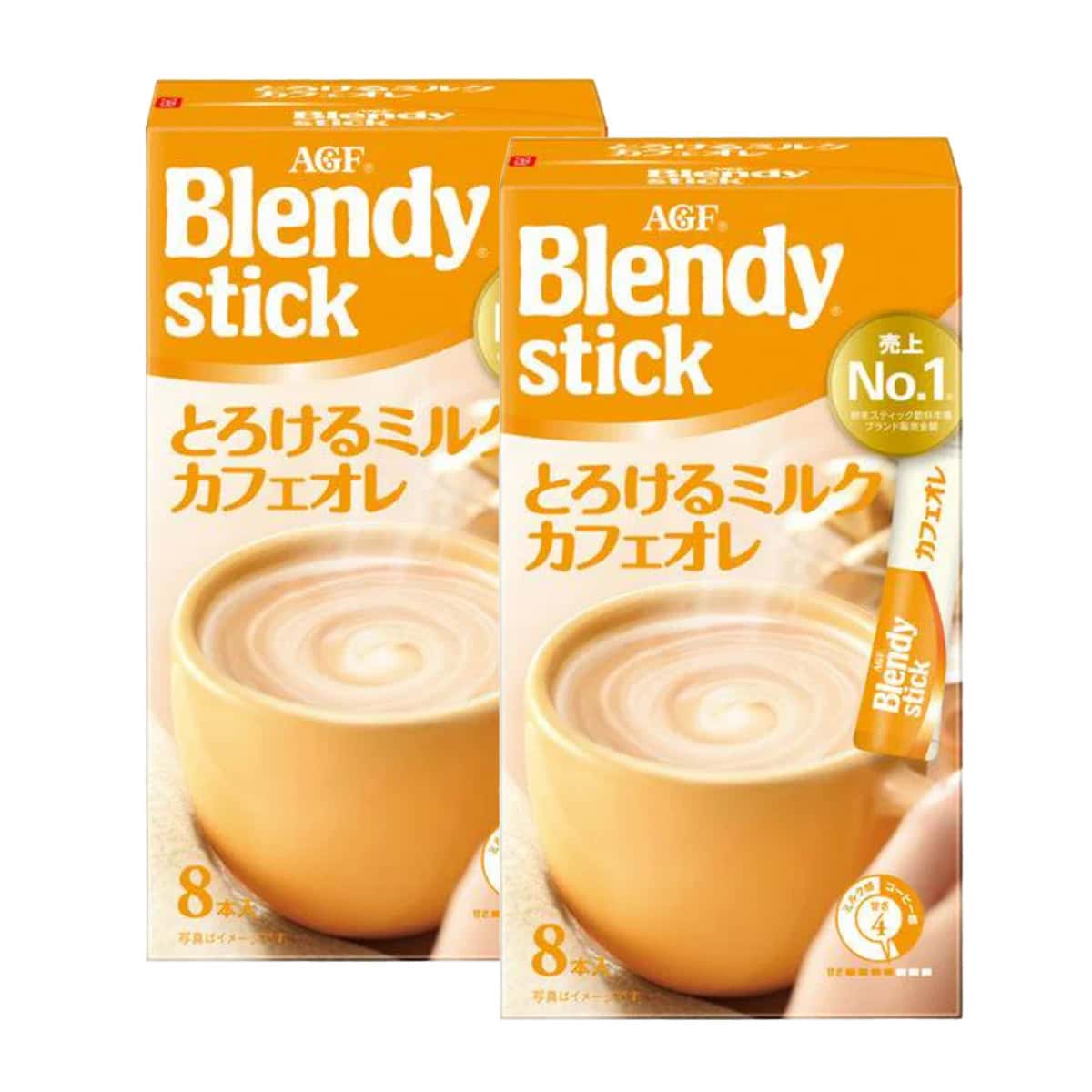 AGF Blendy Stick Melting Milk Cafe Au Lait 8 Sticks x 2 Boxes-AGF Blendy Stick Melting Milk Cafe Au Lait 8 Sticks x 2 Boxes