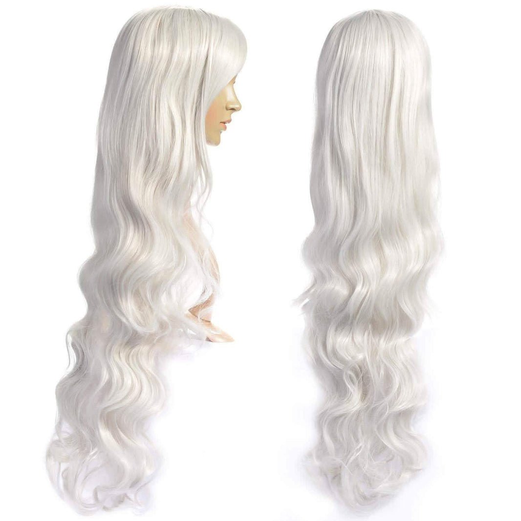 AGPTEK 33 Inch Heat Resistant Curly Wavy Long Silver Hair Wig-AGPTEK 33 Inch Heat Resistant Curly Wavy Long Silver Hair Wig