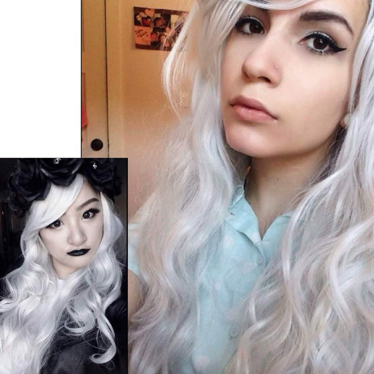 AGPTEK 33 Inch Heat Resistant Curly Wavy Long Silver Hair Wig-AGPTEK 33 Inch Heat Resistant Curly Wavy Long Silver Hair Wig