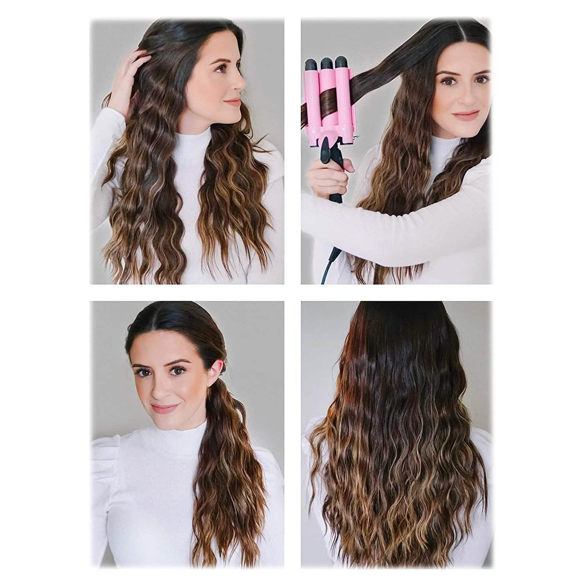Alure Three Barrel Curling Iron Wand with LCD Temperature Display-Alure Three Barrel Curling Iron Wand with LCD Temperature Display