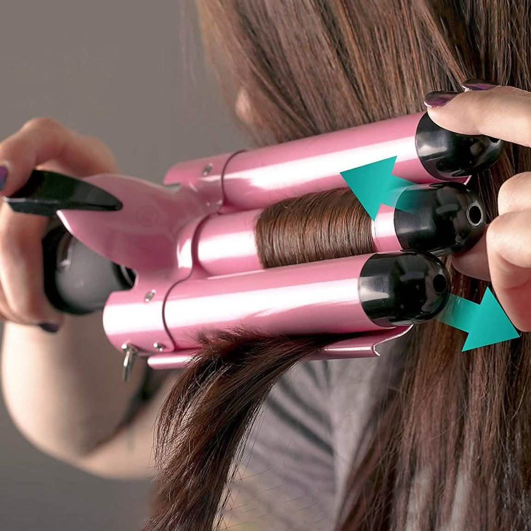 Alure Three Barrel Curling Iron Wand with LCD Temperature Display-Alure Three Barrel Curling Iron Wand with LCD Temperature Display