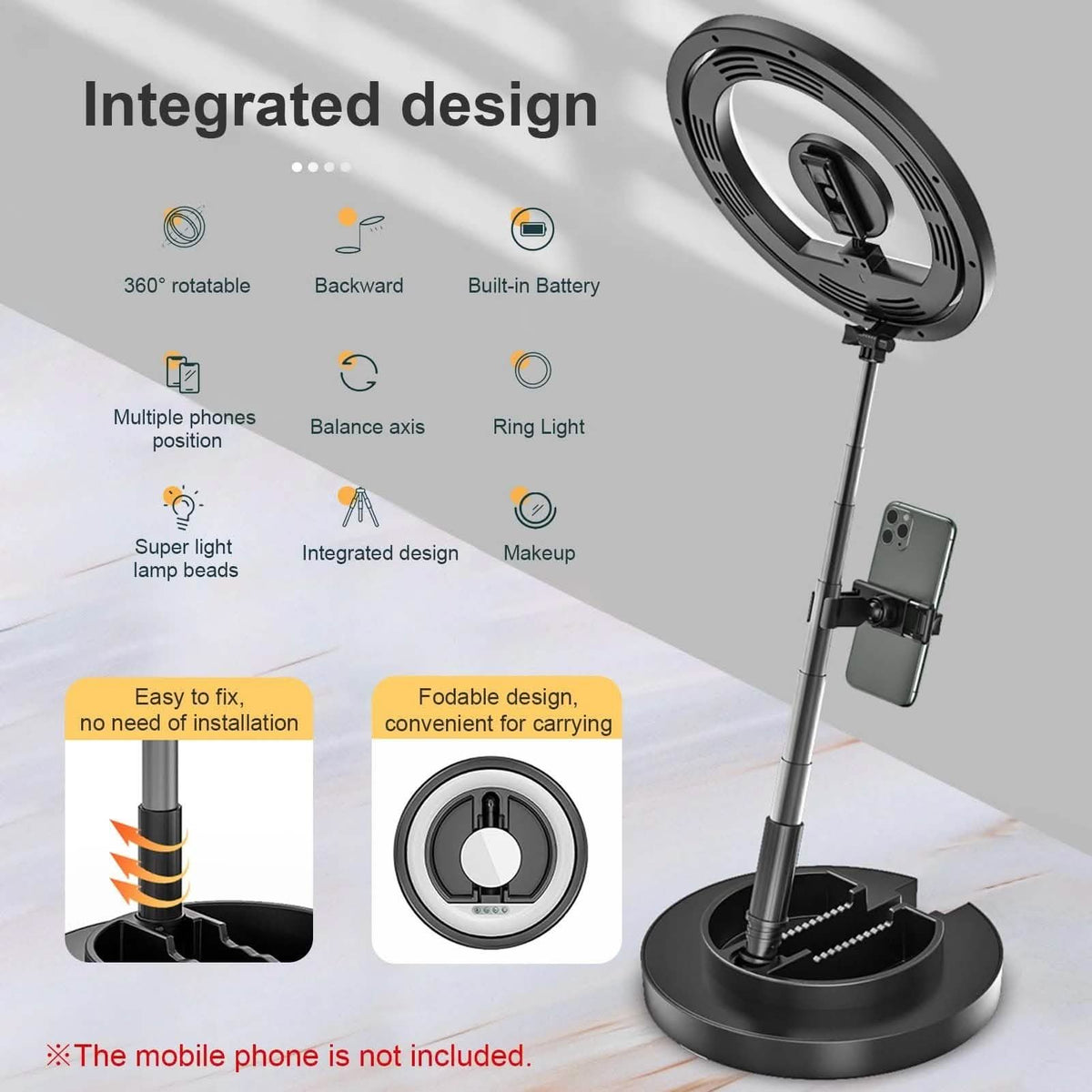 Andoer JMT2 PRO 360¬∞ Rotatable Mini Ring Light-Andoer JMT2 PRO 360¬∞ Rotatable Mini Ring Light
