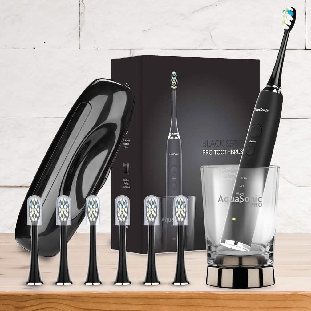 AquaSonic Black Series Pro Ultra Whitening 40,000 VPM Rechargeable Electric Toothbrush-AquaSonic Black Series Pro Ultra Whitening 40,000 VPM Rechargeable Electric Toothbrush