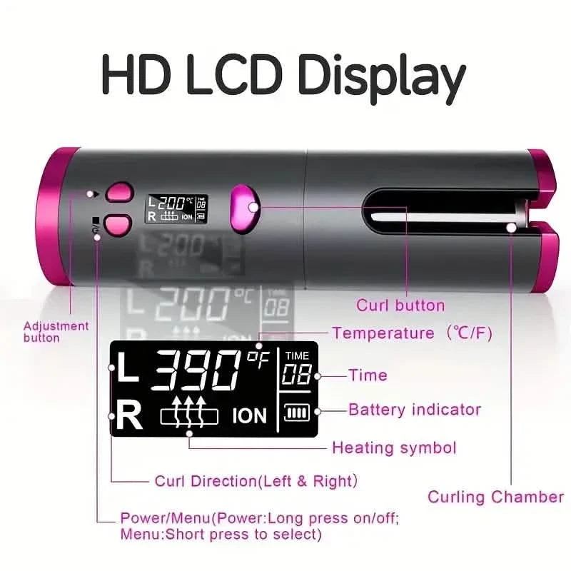 Automatic Curling Iron for Full-bodied Hair with 5 Temperature Settings-Automatic Curling Iron for Full-bodied Hair with 5 Temperature Settings