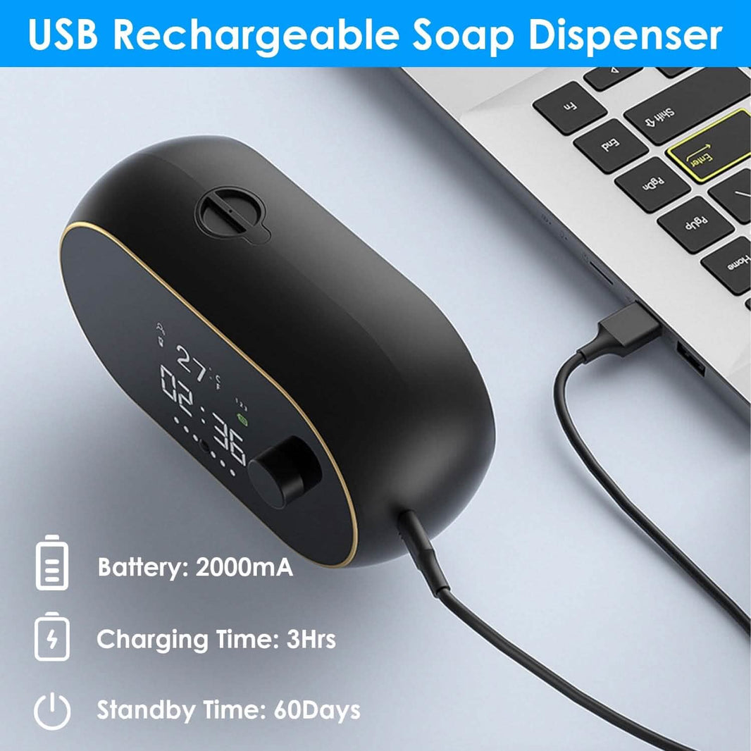 Automatic Soap Dispenser Wall Mounted Hand Free with Clock Temperature-Automatic Soap Dispenser Wall Mounted Hand Free with Clock Temperature
