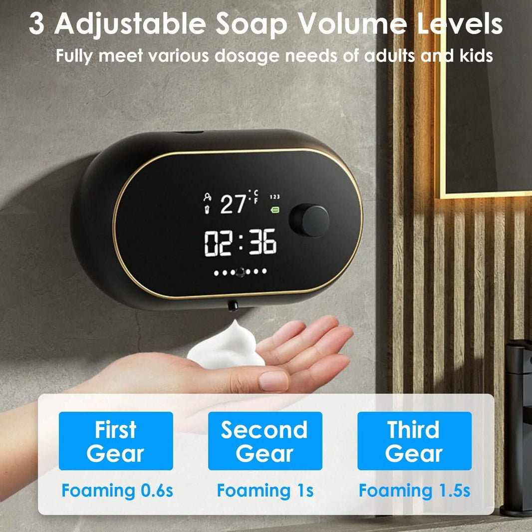 Automatic Soap Dispenser Wall Mounted Hand Free with Clock Temperature-Automatic Soap Dispenser Wall Mounted Hand Free with Clock Temperature
