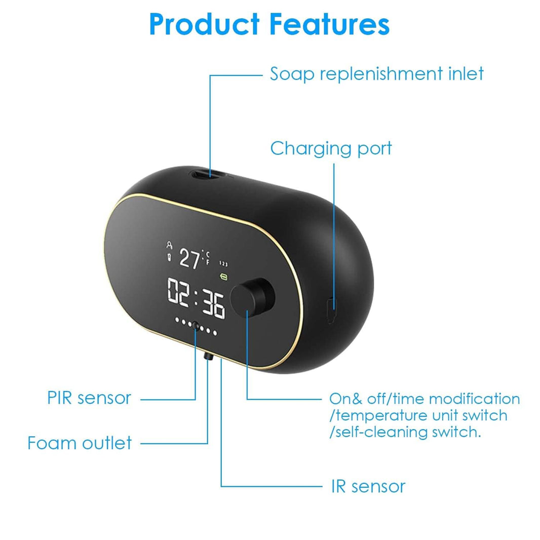 Automatic Soap Dispenser Wall Mounted Hand Free with Clock Temperature-Automatic Soap Dispenser Wall Mounted Hand Free with Clock Temperature