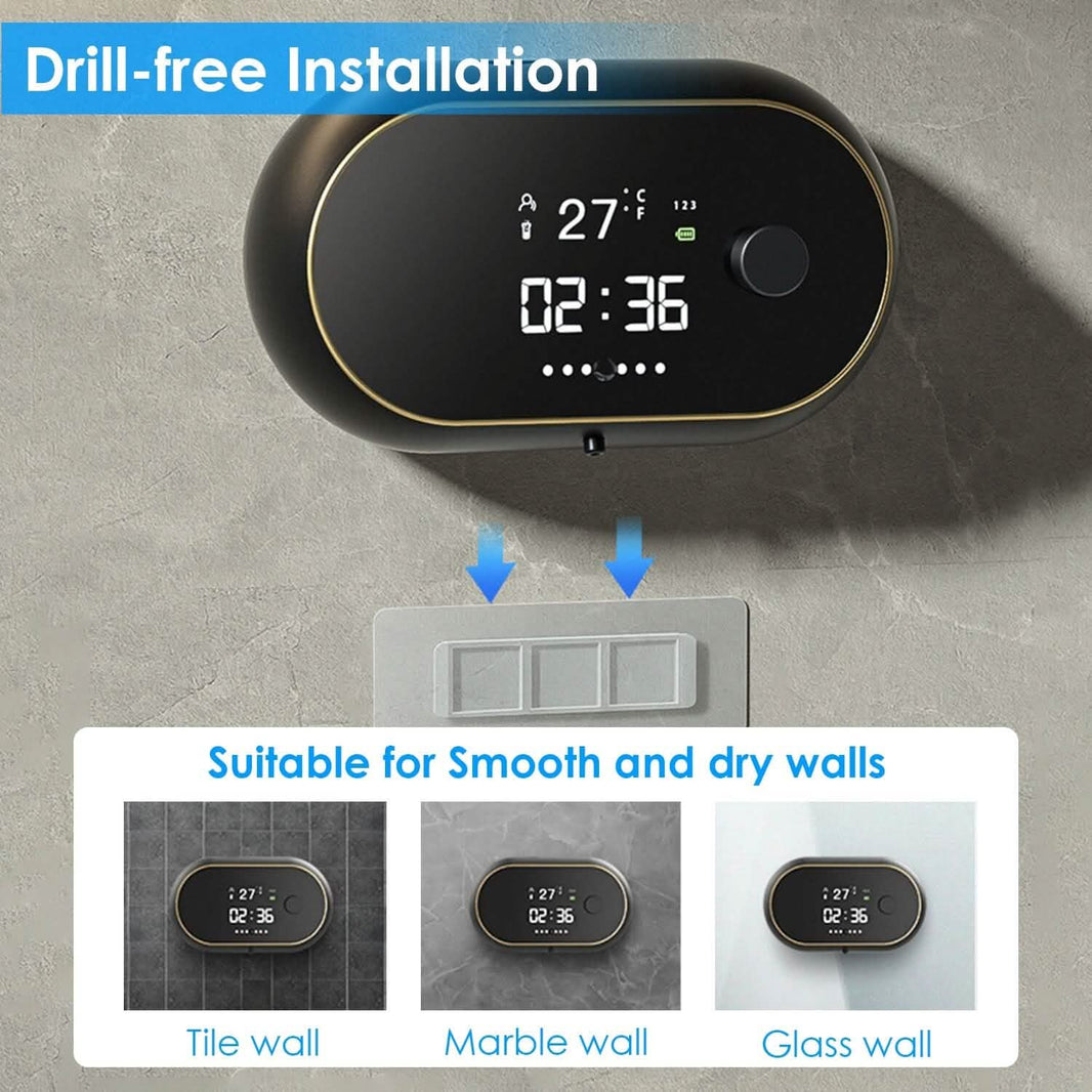 Automatic Soap Dispenser Wall Mounted Hand Free with Clock Temperature-Automatic Soap Dispenser Wall Mounted Hand Free with Clock Temperature