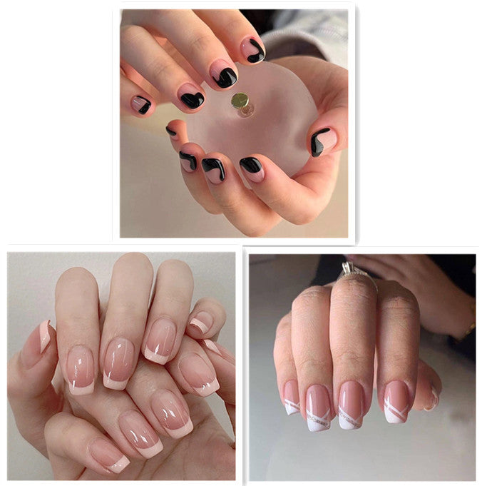 Oblique French Simple Wearing Manicure Finished Fake Nails-162ee7b82e81bf4a470a69a367b56f53