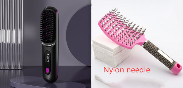 2 In 1 Straight Hair Comb Wireless Hair Straightener Brush Hair Fast Heating Portable Hot Curler USB Charging-ca2274f81fbebf022ceec5ea06981ed0