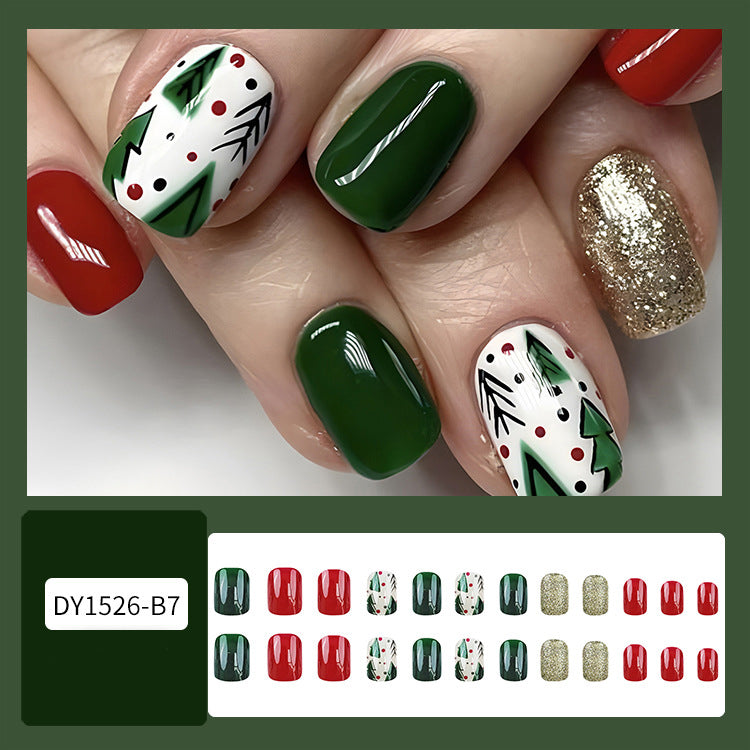 24pcs Christmas False Nails Hat Striped Snowflake Nail Art Stickers For Parties Dances Or Holiday Wear-454c349f9004795b4e45505b3fb4d7c0