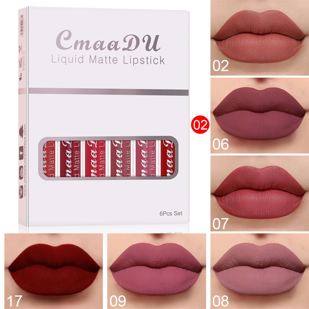 6 Boxes Of Matte Non-stick Cup Waterproof Lipstick Long Lasting Lip Gloss-730aefa286652c68cee32cd8a25d6122