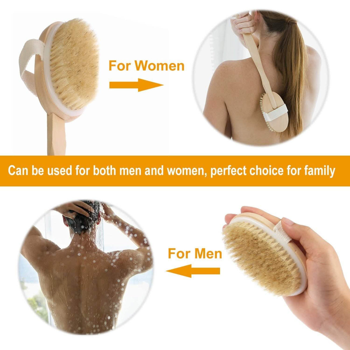 Bath Brush 15" Shower Body Back Scrubber-Bath Brush 15" Shower Body Back Scrubber