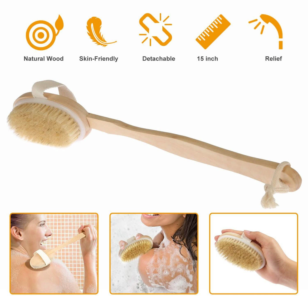 Bath Brush 15" Shower Body Back Scrubber-Bath Brush 15" Shower Body Back Scrubber