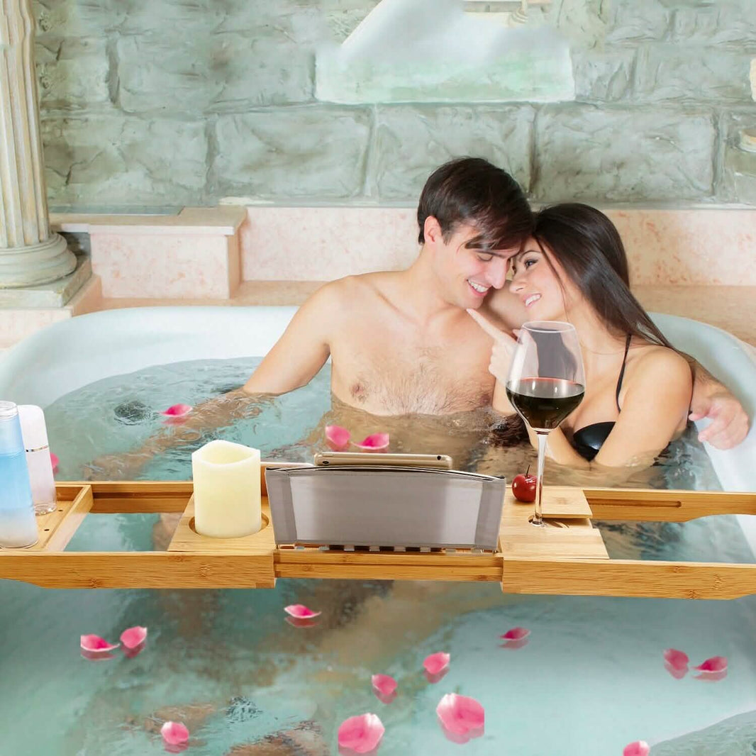 Bathtub Caddy Tray Crafted Bamboo-Bathtub Caddy Tray Crafted Bamboo