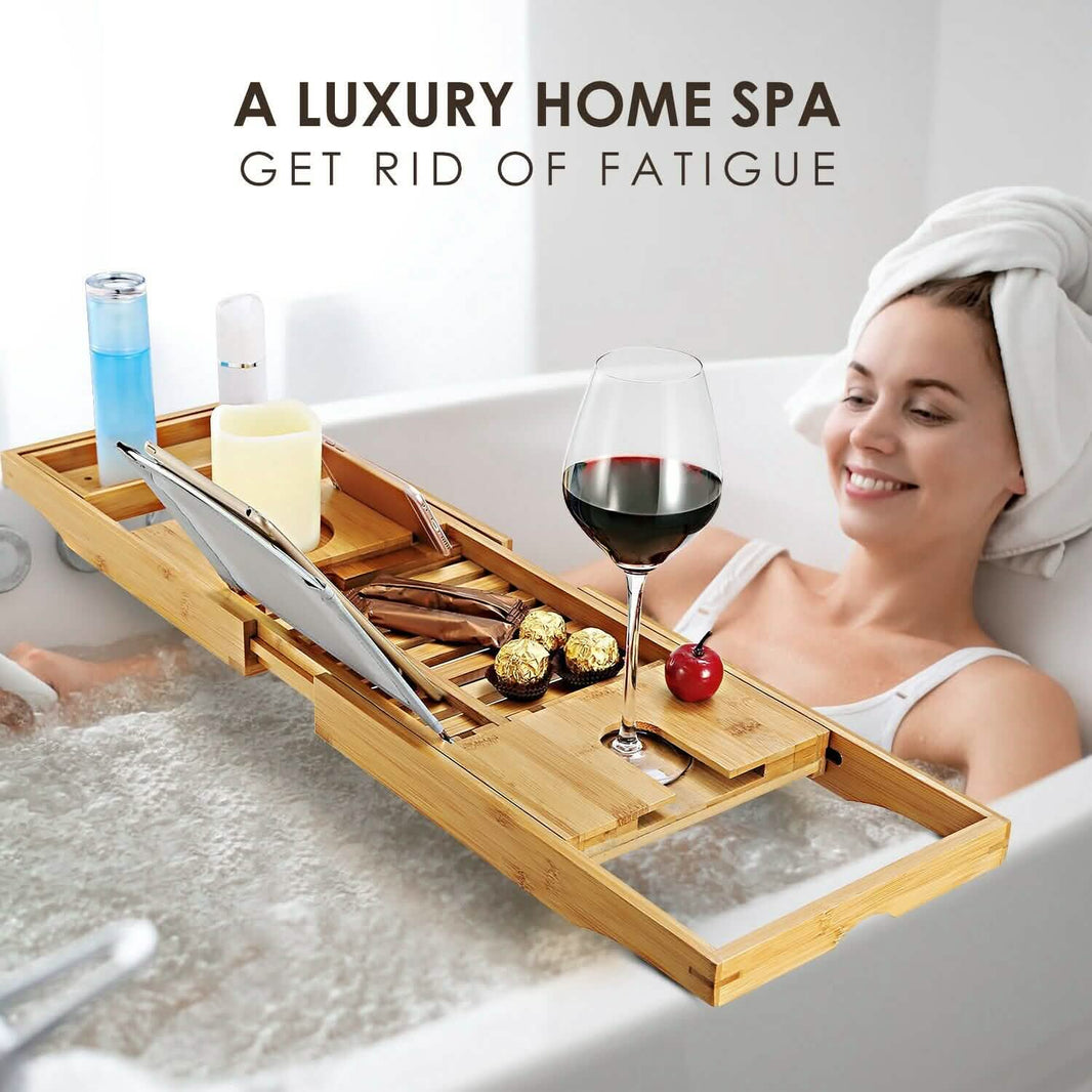 Bathtub Caddy Tray Crafted Bamboo-Bathtub Caddy Tray Crafted Bamboo