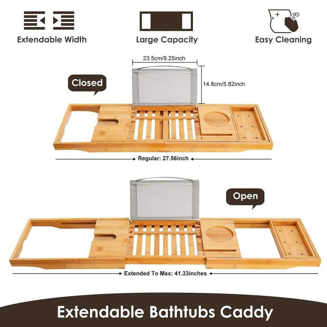 Bathtub Caddy Tray Crafted Bamboo-Bathtub Caddy Tray Crafted Bamboo