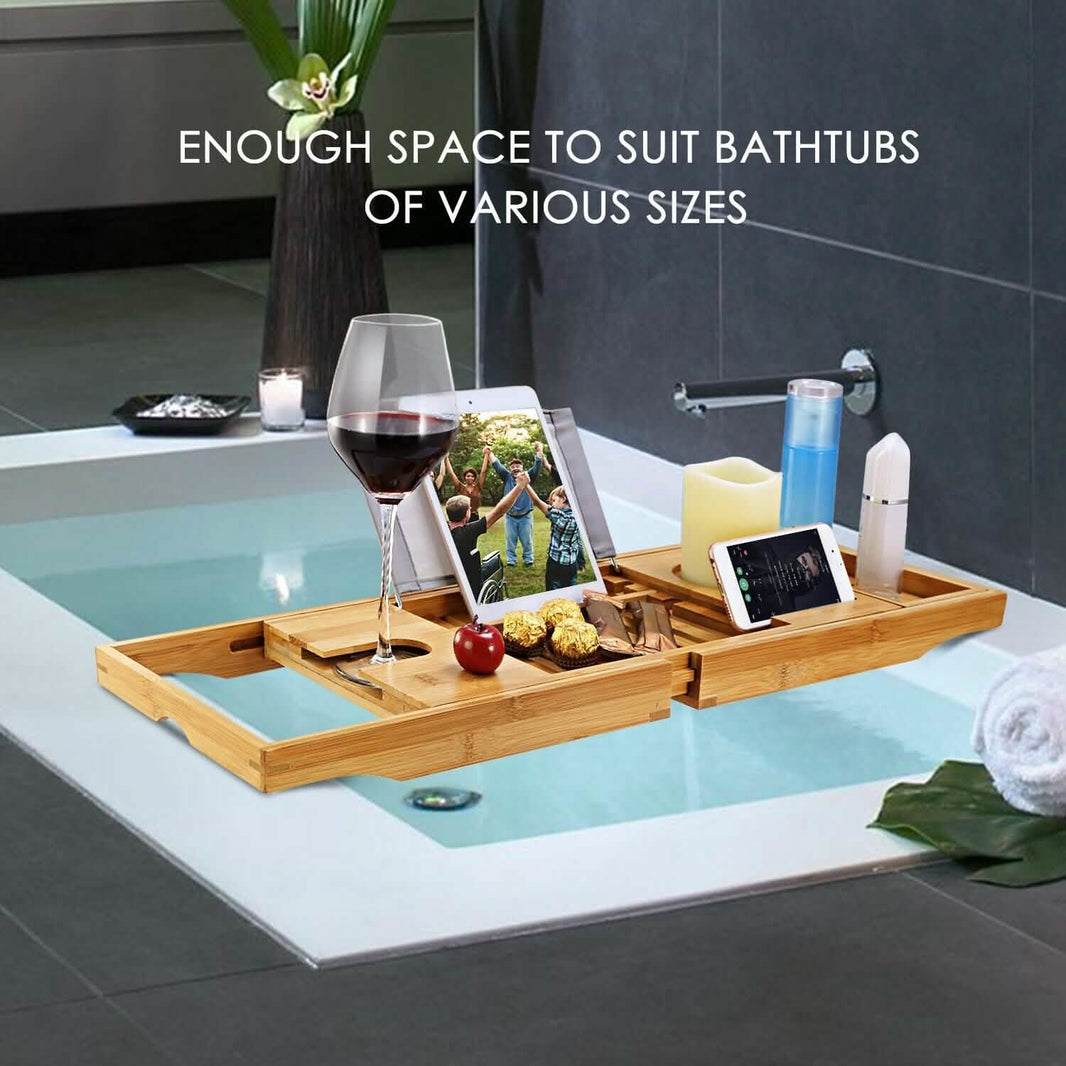 Bathtub Caddy Tray Crafted Bamboo-Bathtub Caddy Tray Crafted Bamboo