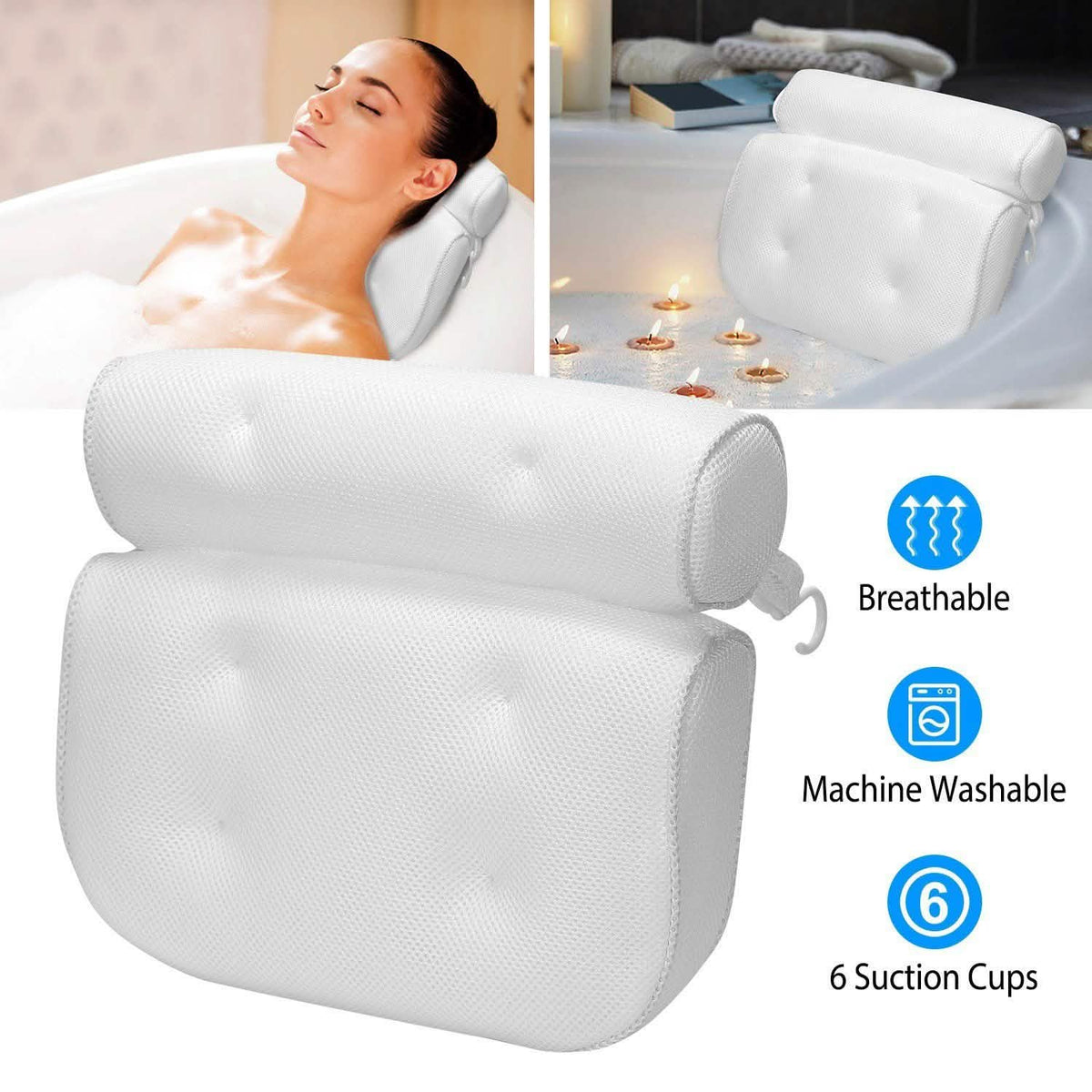 Bathtub Pillow Suction Cup Bath Pillow Air Mesh-Bathtub Pillow Suction Cup Bath Pillow Air Mesh