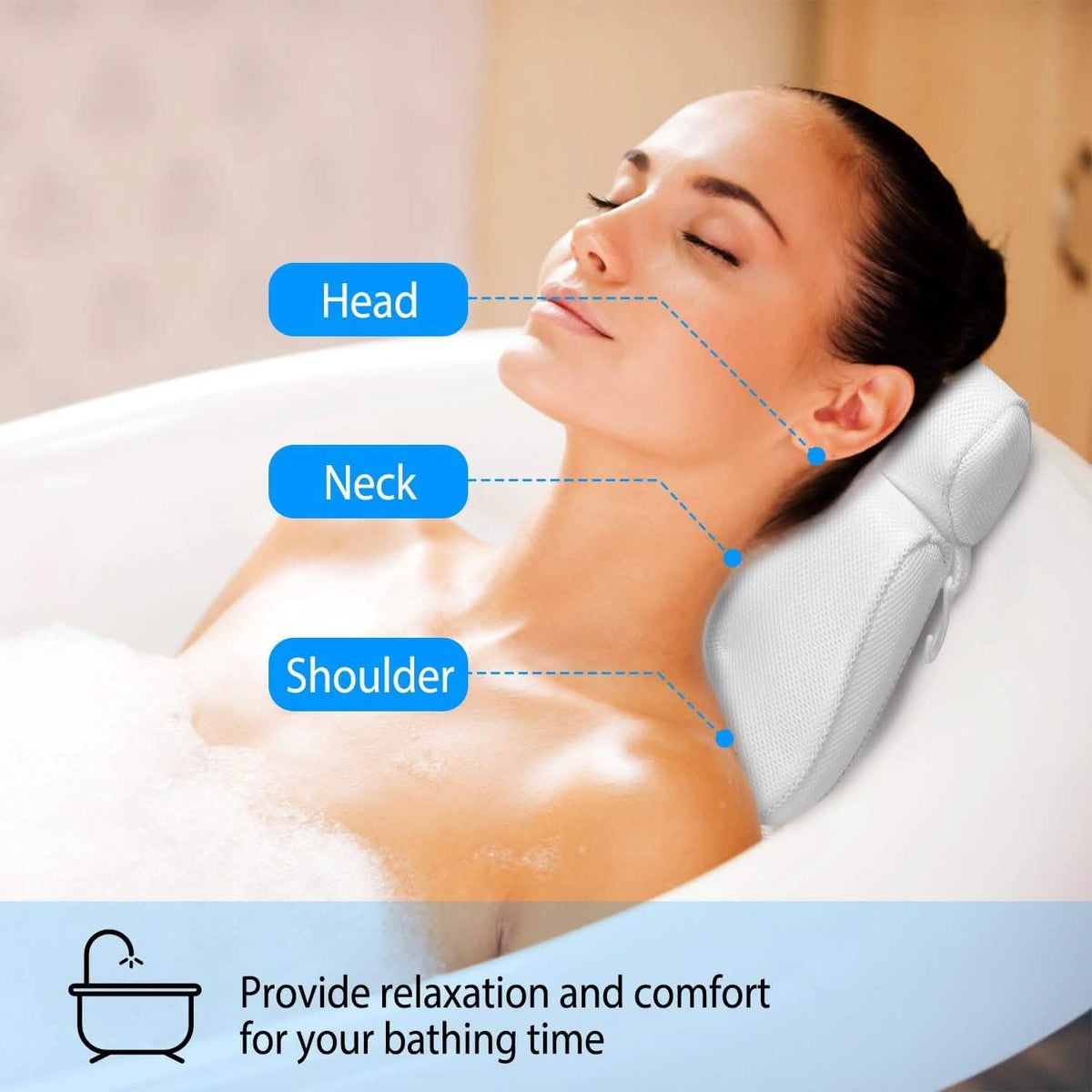 Bathtub Pillow Suction Cup Bath Pillow Air Mesh-Bathtub Pillow Suction Cup Bath Pillow Air Mesh