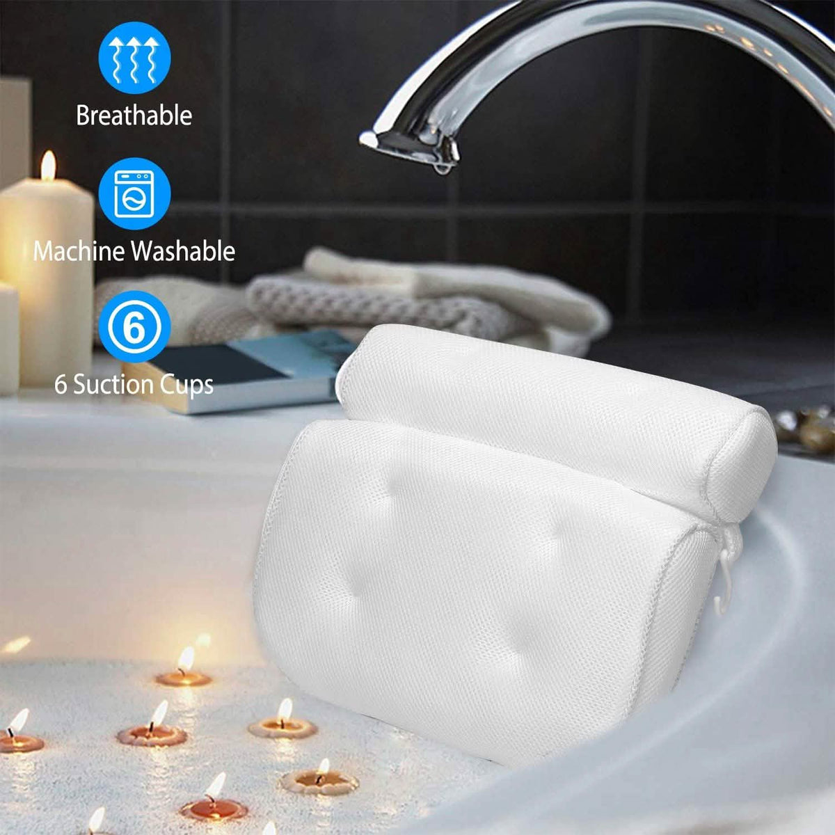Bathtub Pillow Suction Cup Bath Pillow Air Mesh-Bathtub Pillow Suction Cup Bath Pillow Air Mesh