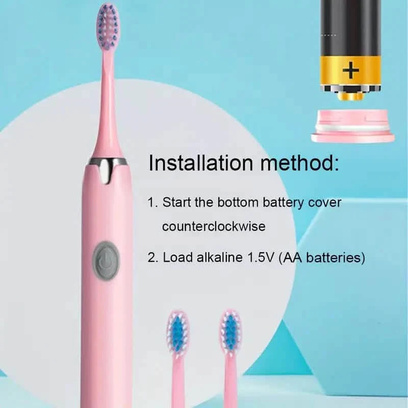 Battery Operated Toothbrush Kit with 6 Soft Bristles-Battery Operated Toothbrush Kit with 6 Soft Bristles