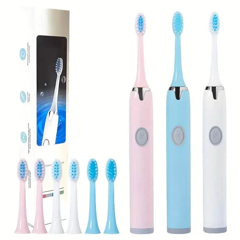Battery Operated Toothbrush Kit with 6 Soft Bristles-Battery Operated Toothbrush Kit with 6 Soft Bristles