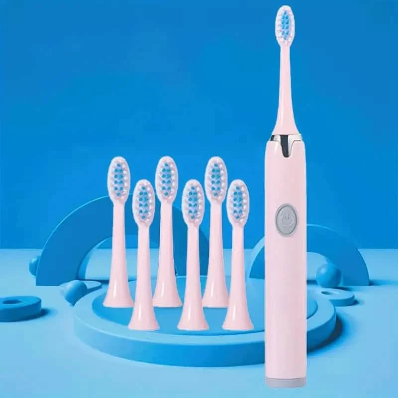 Battery Operated Toothbrush Kit with 6 Soft Bristles-Battery Operated Toothbrush Kit with 6 Soft Bristles