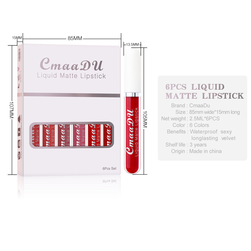6 Boxes Of Matte Non-stick Cup Waterproof Lipstick Long Lasting Lip Gloss-21b8e7d2adb98d3d3e8647199d18d933