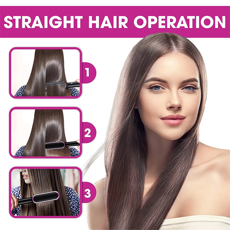 New 2 In 1 Hair Straightener Hot Comb Negative Ion Curling Tong Dual-purpose Electric Hair Brush-59ab850d0754f006e2e71556f6168b61