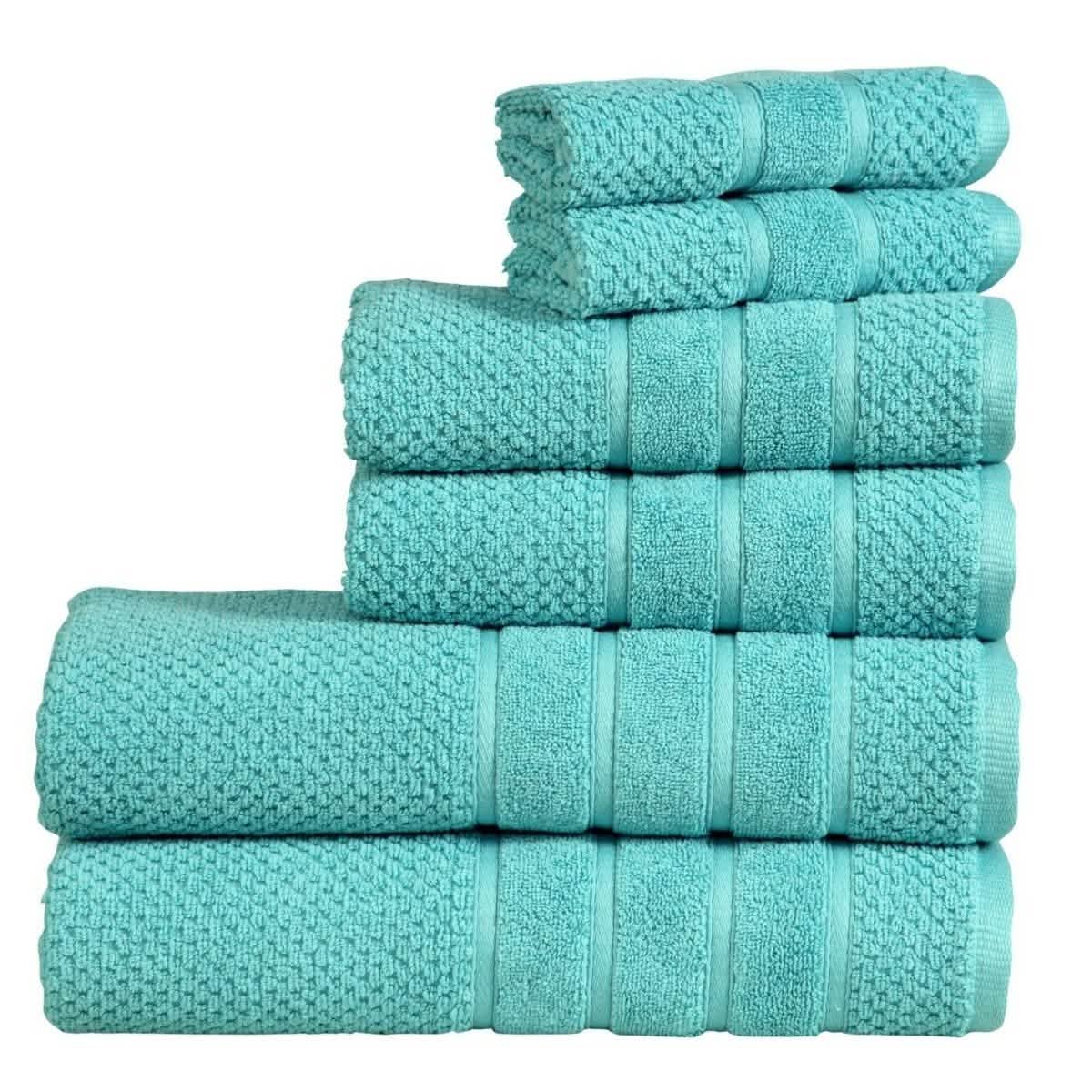 Bibb Home 6-Piece Egyptian Cotton Zero Twist Towel Set-Bibb Home 6-Piece Egyptian Cotton Zero Twist Towel Set