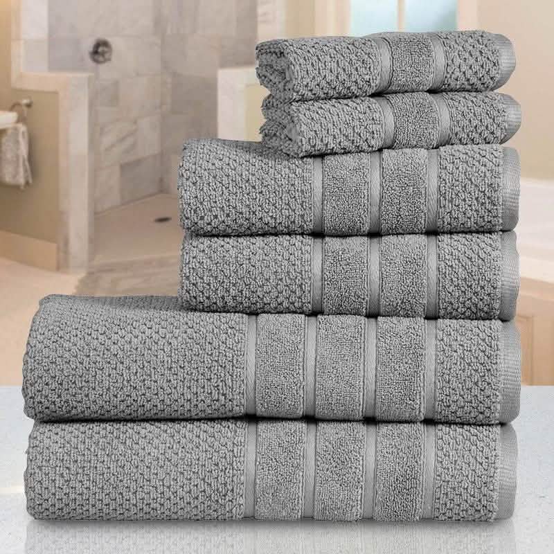 Bibb Home 6-Piece Egyptian Cotton Zero Twist Towel Set-Bibb Home 6-Piece Egyptian Cotton Zero Twist Towel Set