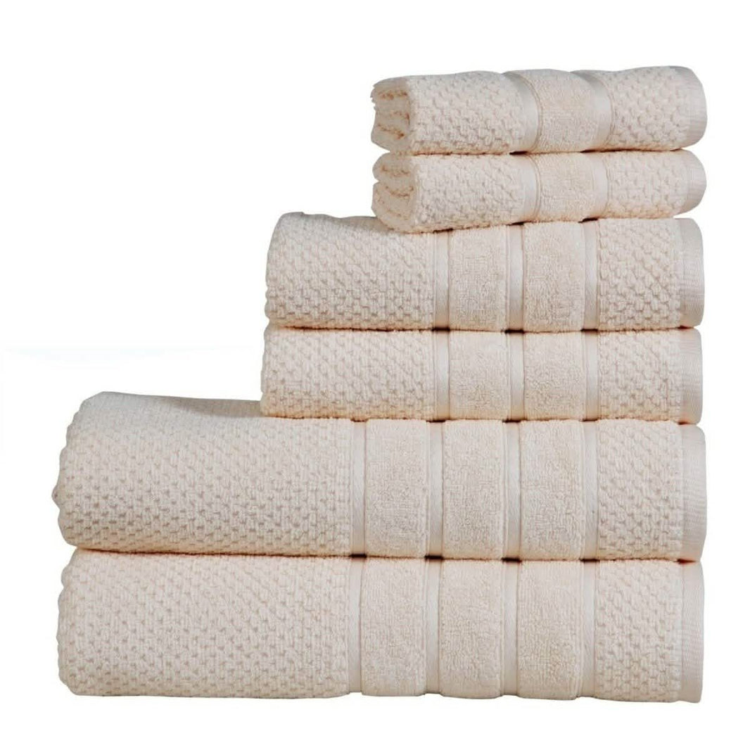 Bibb Home 6-Piece Egyptian Cotton Zero Twist Towel Set-Bibb Home 6-Piece Egyptian Cotton Zero Twist Towel Set