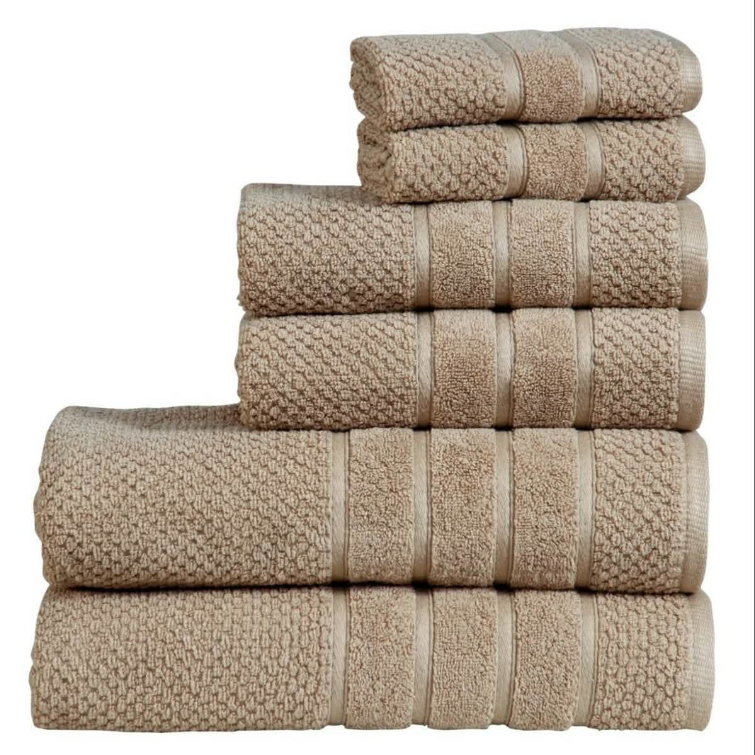 Bibb Home 6-Piece Egyptian Cotton Zero Twist Towel Set-Bibb Home 6-Piece Egyptian Cotton Zero Twist Towel Set