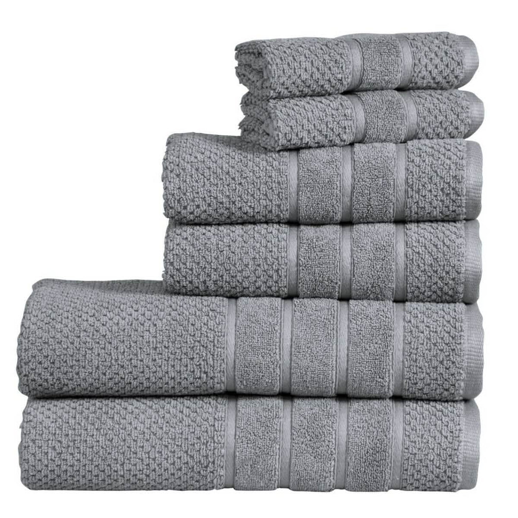 Bibb Home 6-Piece Egyptian Cotton Zero Twist Towel Set-Bibb Home 6-Piece Egyptian Cotton Zero Twist Towel Set