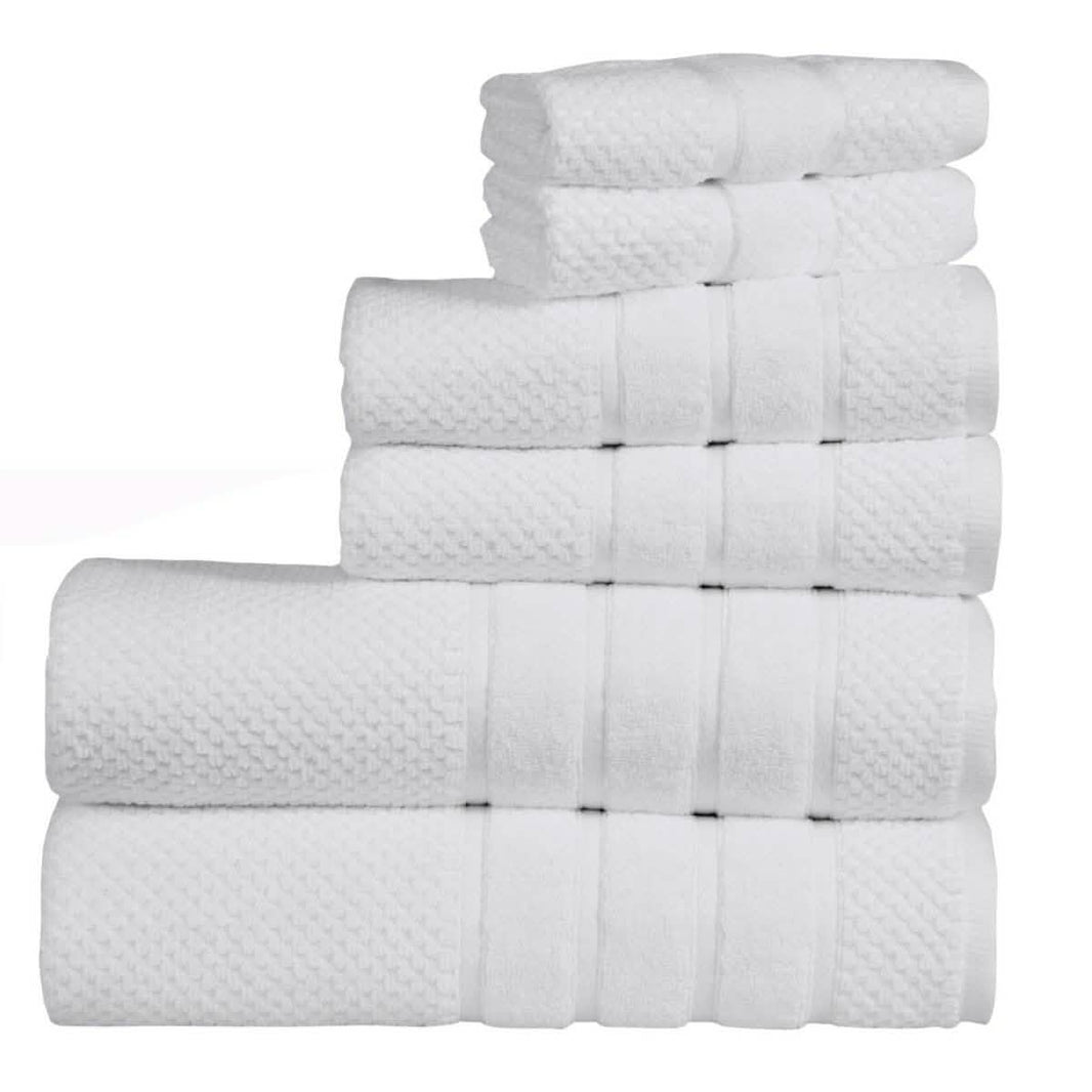 Bibb Home 6-Piece Egyptian Cotton Zero Twist Towel Set-Bibb Home 6-Piece Egyptian Cotton Zero Twist Towel Set
