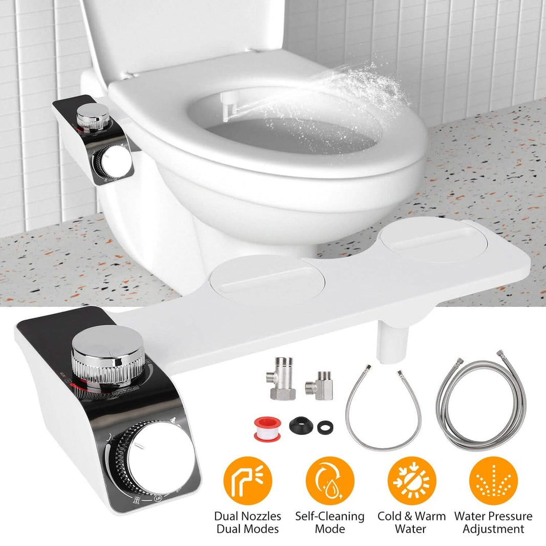 Bidet Attachment Non-Electric Fresh Water Sprayer with Self Cleaning Dual Nozzle-Bidet Attachment Non-Electric Fresh Water Sprayer with Self Cleaning Dual Nozzle