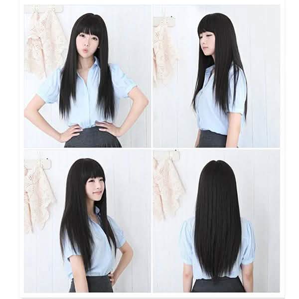 Black Long Straight Full Hair Wig Cosplay-Black Long Straight Full Hair Wig Cosplay