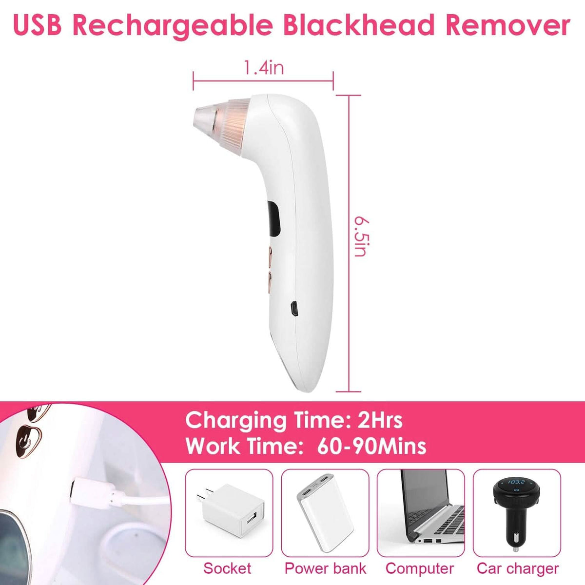 Blackhead Vacuum Remover Electric Blackhead Comedone Extractor-Blackhead Vacuum Remover Electric Blackhead Comedone Extractor