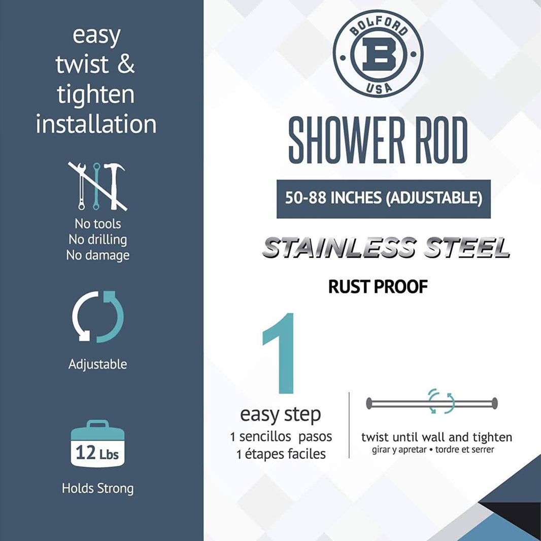 Bolford Shower Curtain & Rod Set-Bolford Shower Curtain & Rod Set