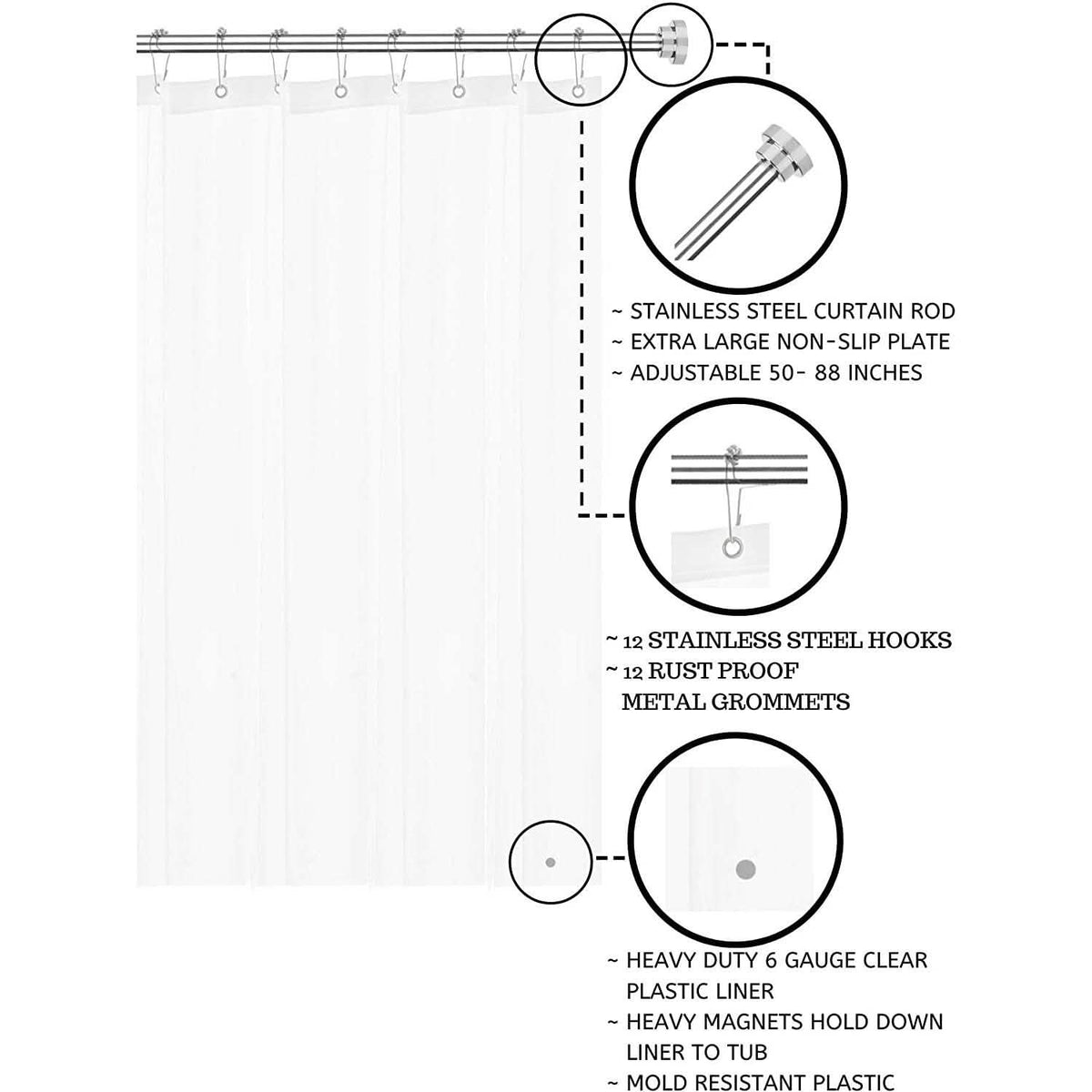 Bolford Shower Curtain & Rod Set-Bolford Shower Curtain & Rod Set