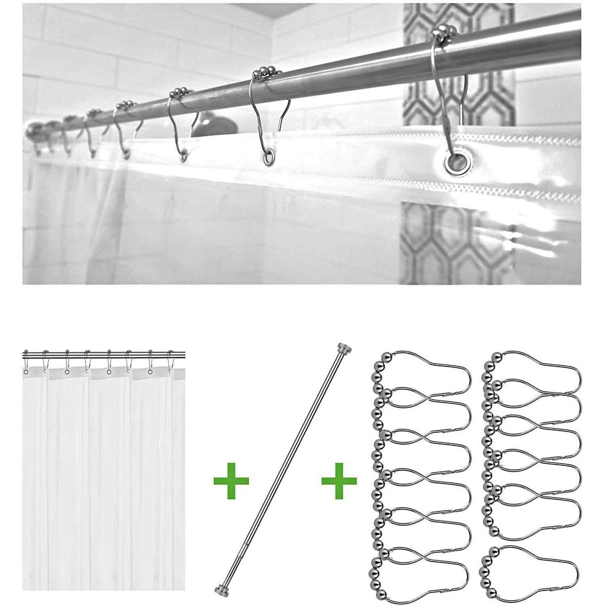 Bolford Shower Curtain & Rod Set-Bolford Shower Curtain & Rod Set