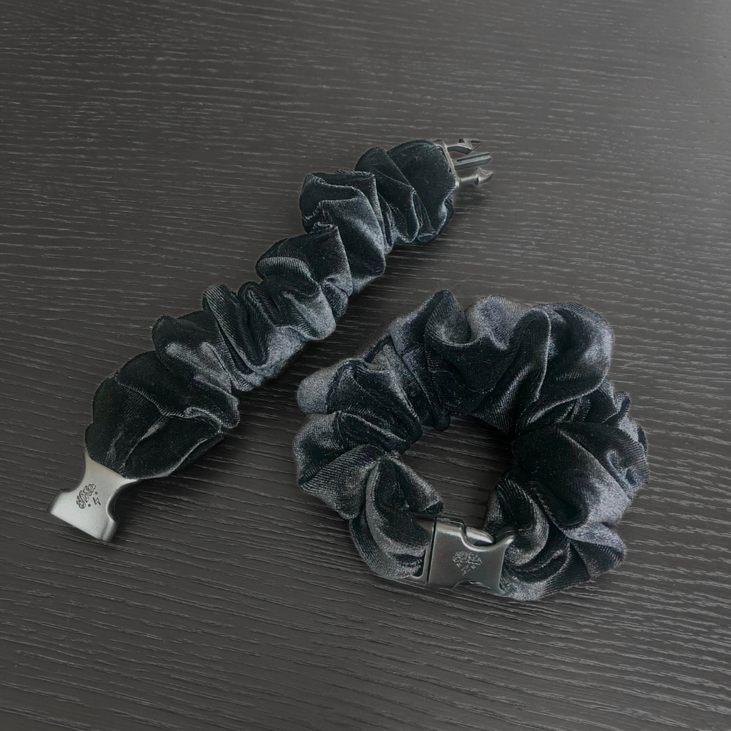 Black Velvet Buckle Scrunchie - No Snagging, No Tangles-Black Velvet Buckle Scrunchie - No Snagging, No Tangles