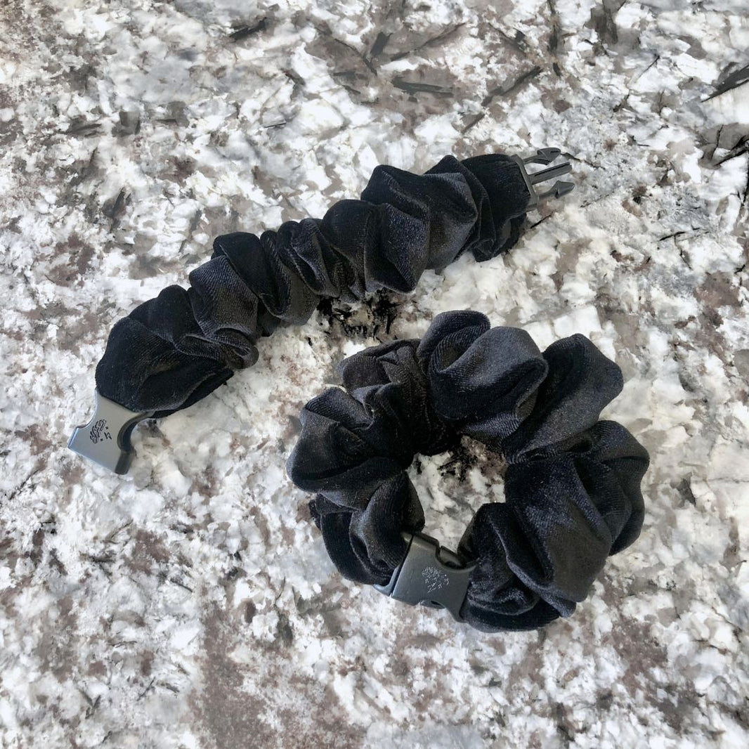 Black Velvet Buckle Scrunchie - No Snagging, No Tangles-Black Velvet Buckle Scrunchie - No Snagging, No Tangles