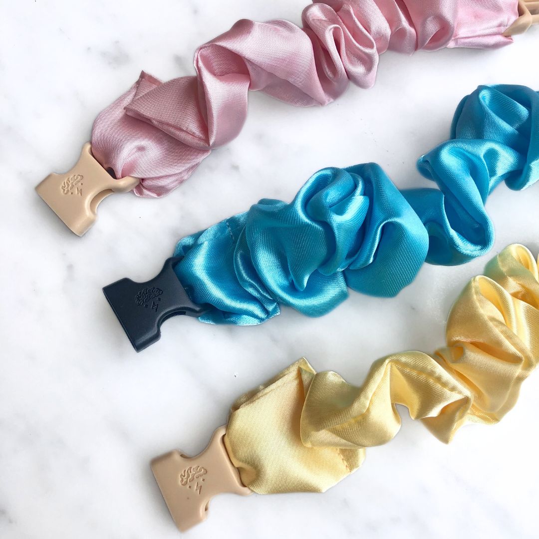 Cotton Candy - 3-Pack Vibrant Pastel Buckle Scrunchies Bundle - No Snagging, No Tangles-Cotton Candy - 3-Pack Vibrant Pastel Buckle Scrunchies Bundle - No Snagging, No Tangles