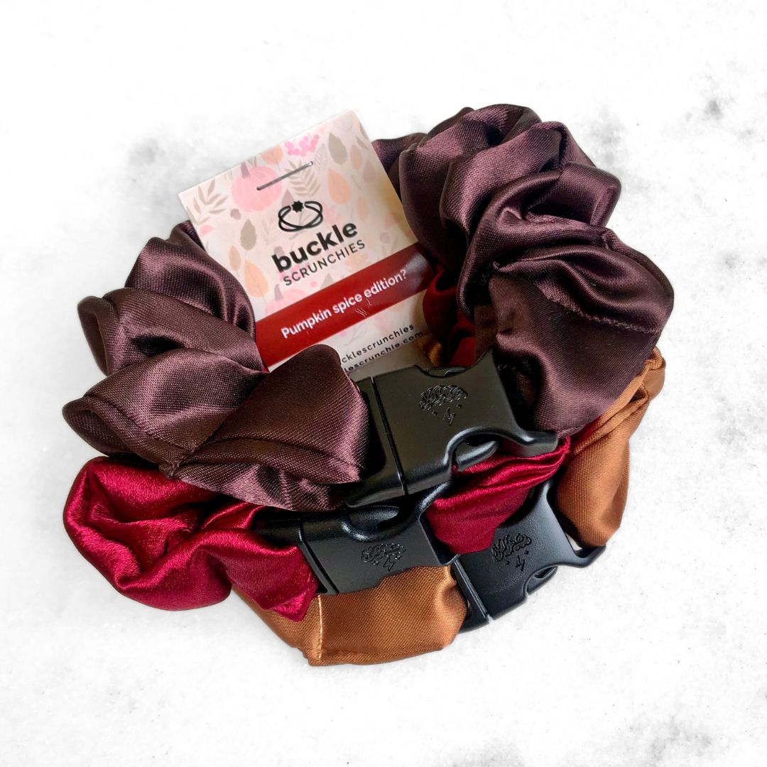 Fall Essentials - 3-Pack Autumn Halloween Buckle Scrunchies - No Snagging, No Tangles-Fall Essentials - 3-Pack Autumn Halloween Buckle Scrunchies - No Snagging, No Tangles